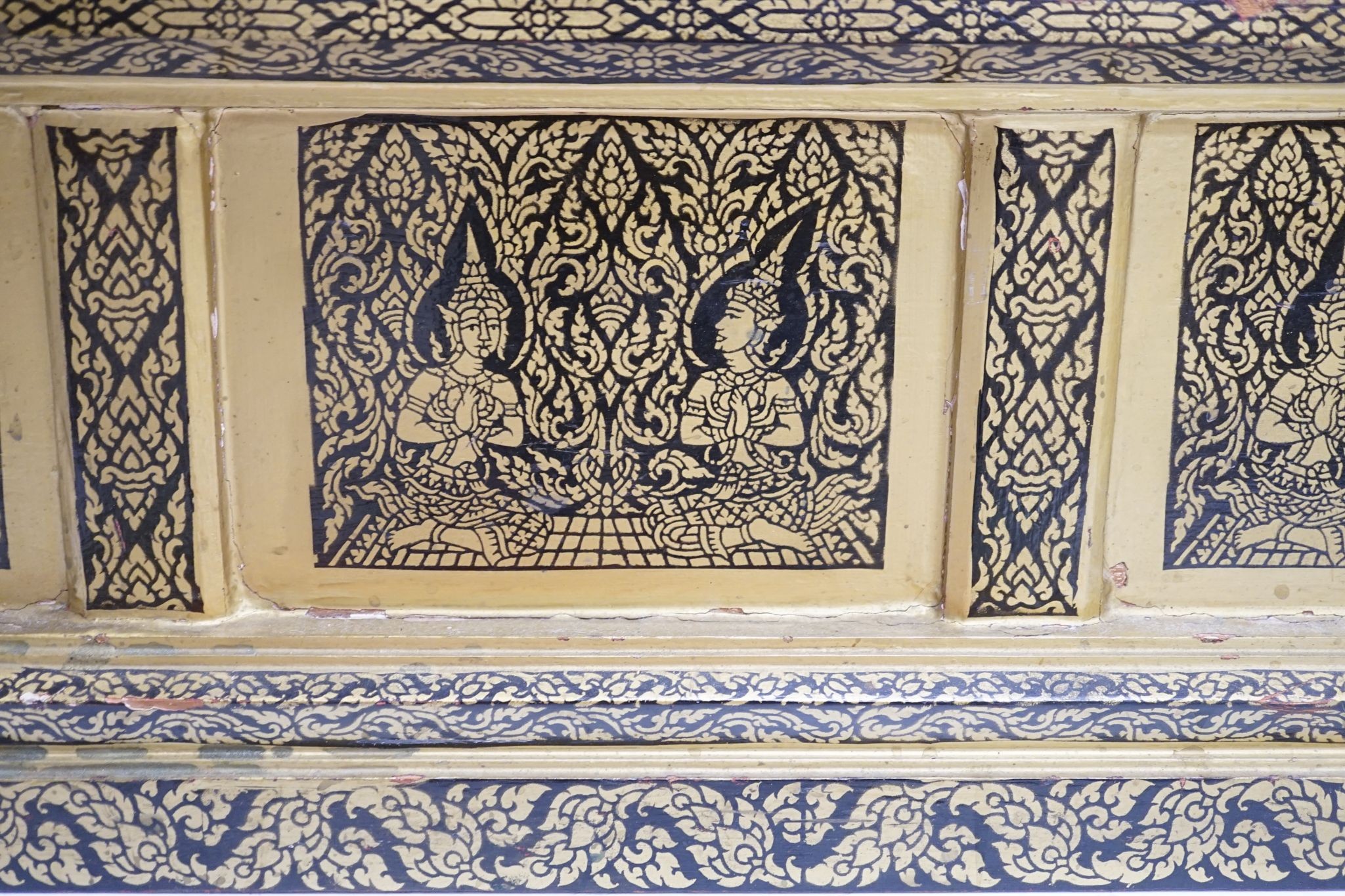 A Thai Buddhist sutra holder, 67 cms wide x 21 cms high.